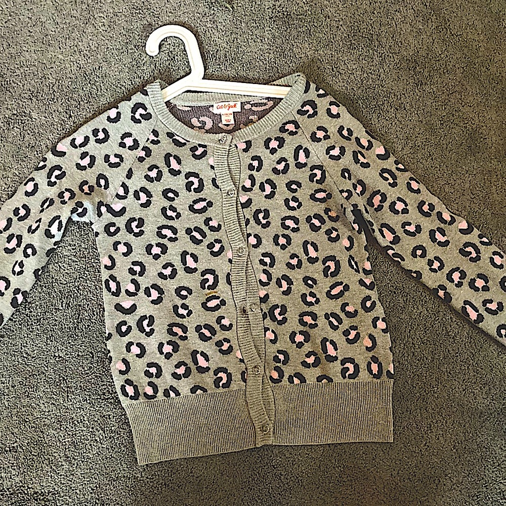 Cat & jack pink leopard print cardigan (size L / 10/12)